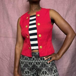 Vintage tank top gold buttons pirate tank petite 8 small